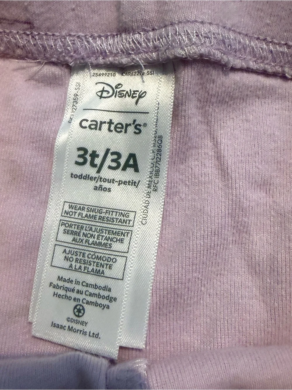 Disney‎ Princess Carter’s Pajama Set 3T Purple Belle Cinderella Rapunzel